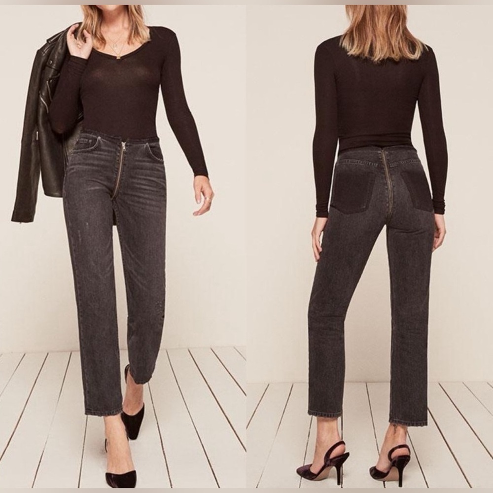 Reformation Dark Wash Zipper Jeans, Size 26